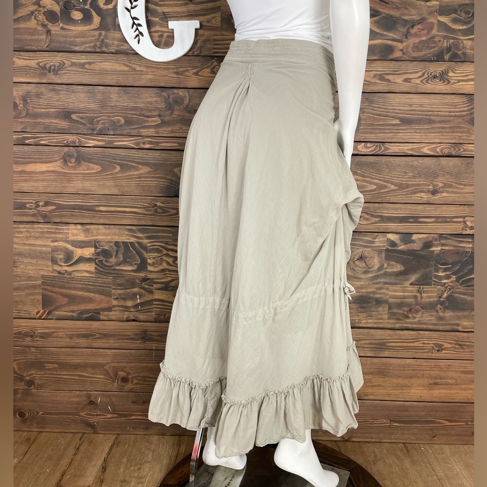 PINKO | Coquette Ruffle Frill Maxi Skirt Soft Sage Green Flowy Made in Italy - Picture 6 of 11